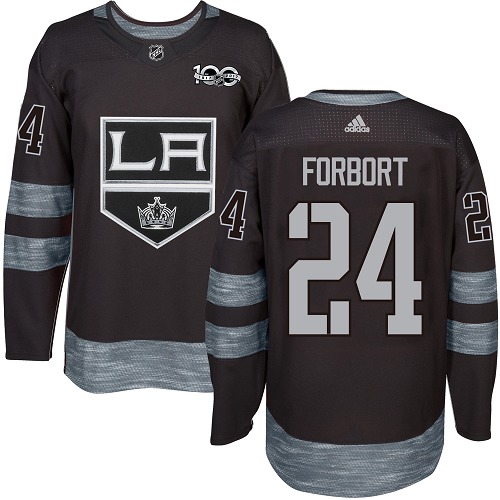 Adidas Kings #24 Derek Forbort Black 1917-100th Anniversary Stitched NHL Jersey - Click Image to Close